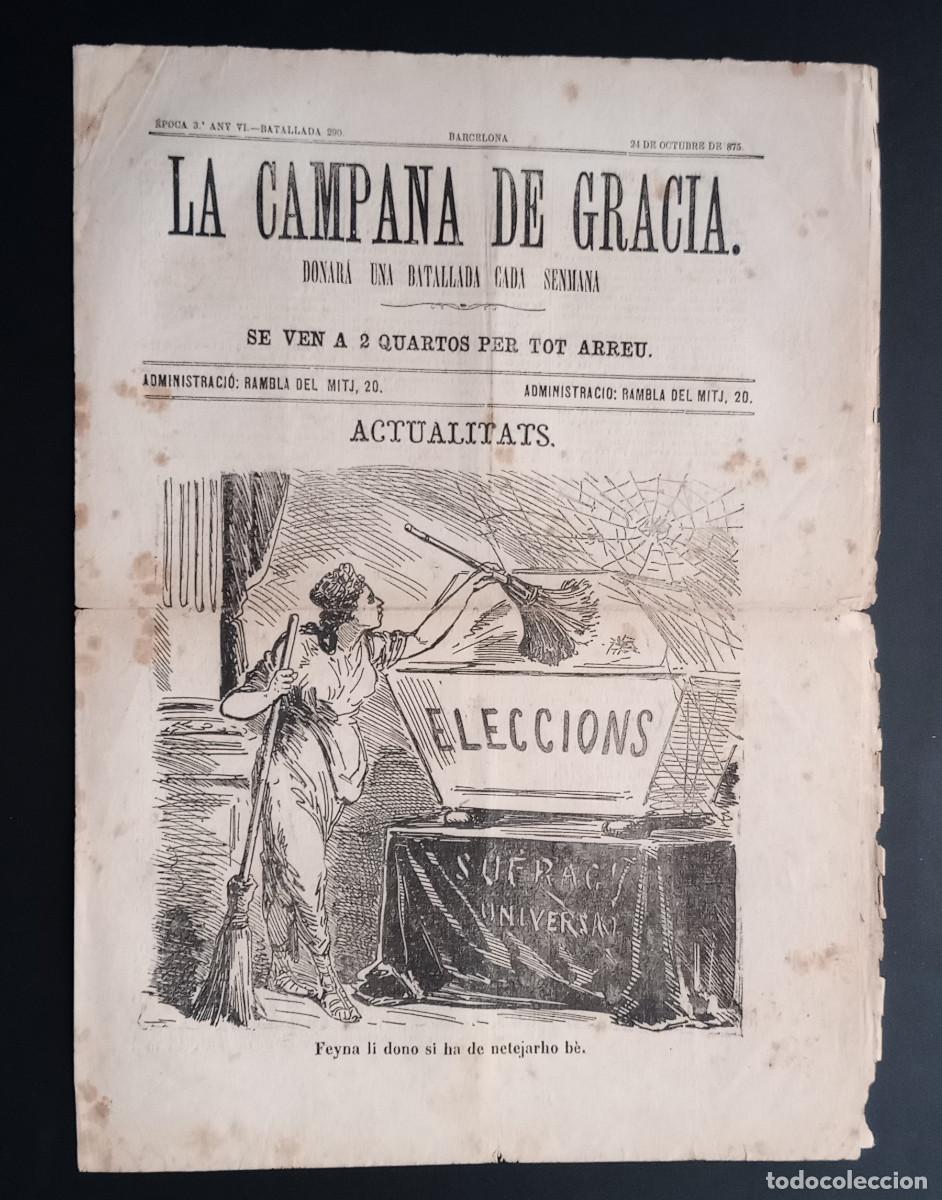 Collection Magazines and Newspapers: LA CAMPANA DE GRACIA - &Eacute;POCA 3 ANY VI, BATALLADA 290 - 24 DE OCTUBRE DE 1875