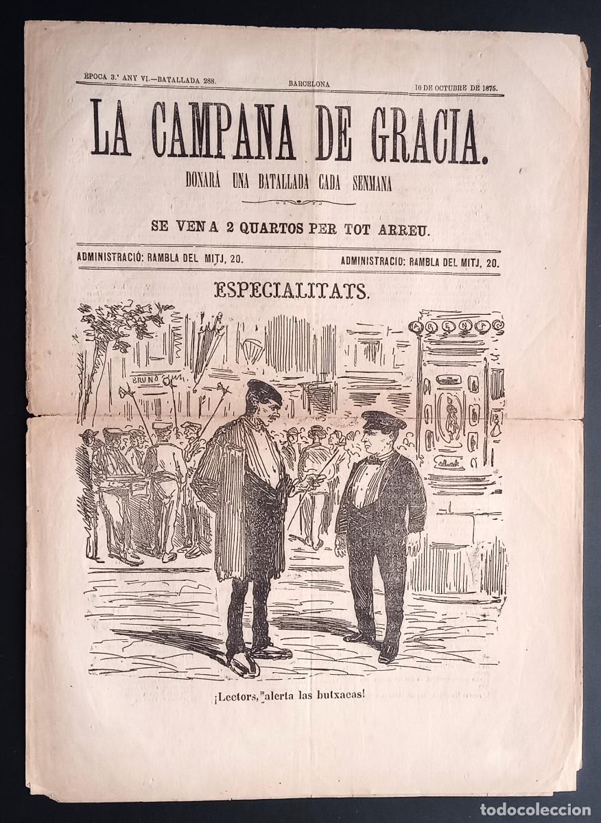 Collection Magazines and Newspapers: LA CAMPANA DE GRACIA - &Eacute;POCA 3 ANY VI, BATALLADA 288 - 10 DE OCTUBRE DE 1875