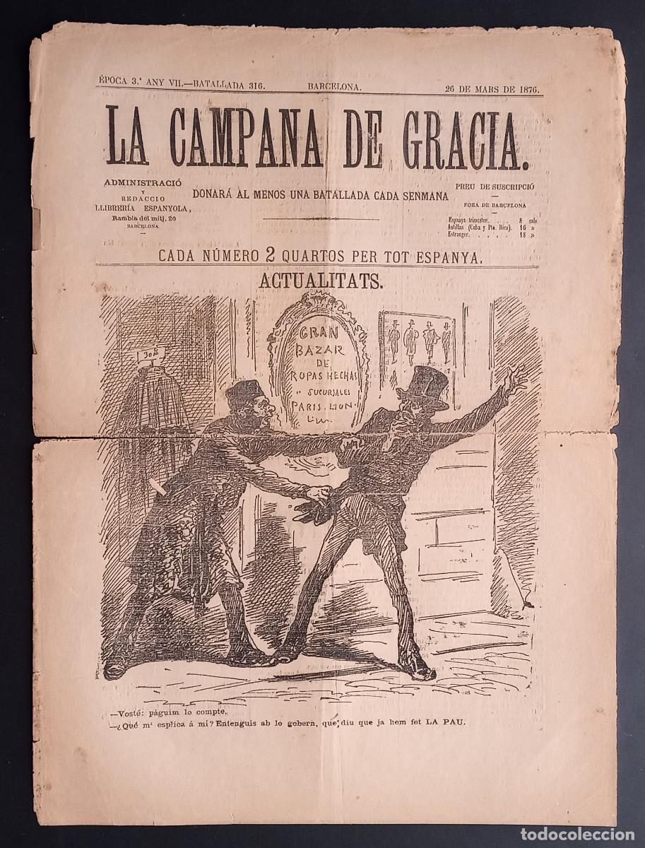 Collection Magazines and Newspapers: LA CAMPANA DE GRACIA - &Eacute;POCA 3 ANY VII, BATALLADA 316 - 26 DE MARS DE 1876