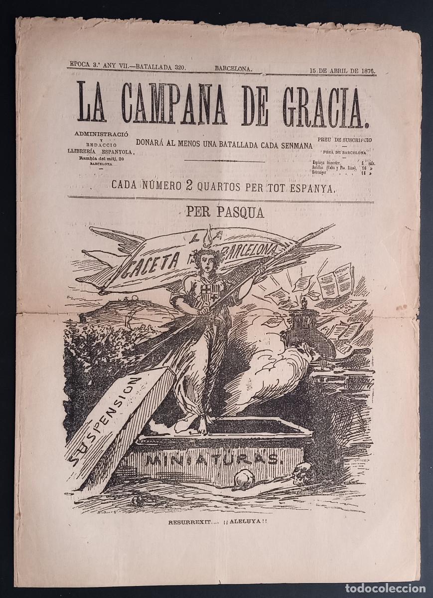 Collection Magazines and Newspapers: LA CAMPANA DE GRACIA - &Eacute;POCA 3 ANY VII, BATALLADA 320 - 15 DE ABRIL DE 1876