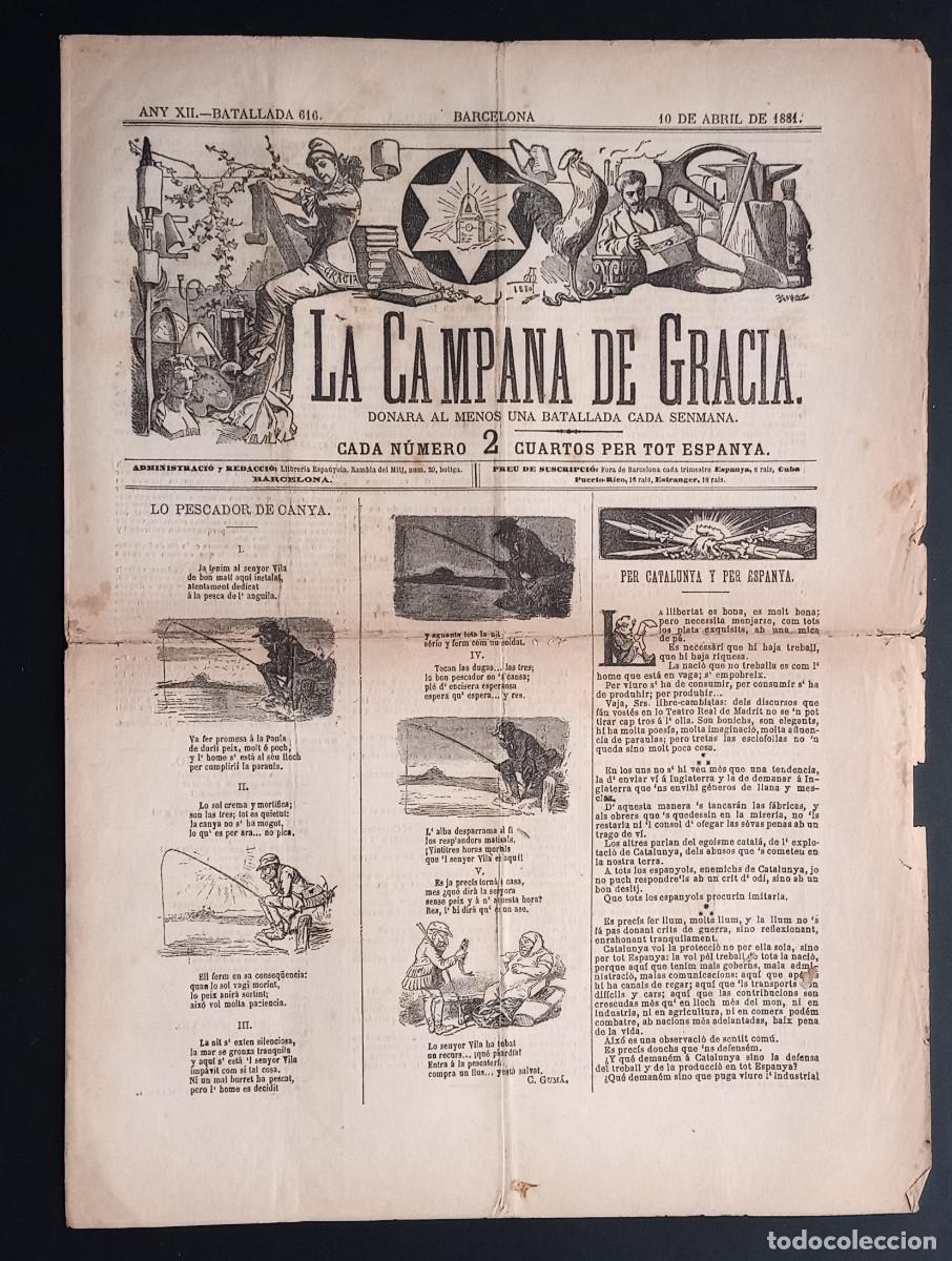 Coleccionismo de revistas y peri&oacute;dicos: LA CAMPANA DE GRACIA - ANY XII, BATALLADA 616 - 10 DE ABRIL DE 1881