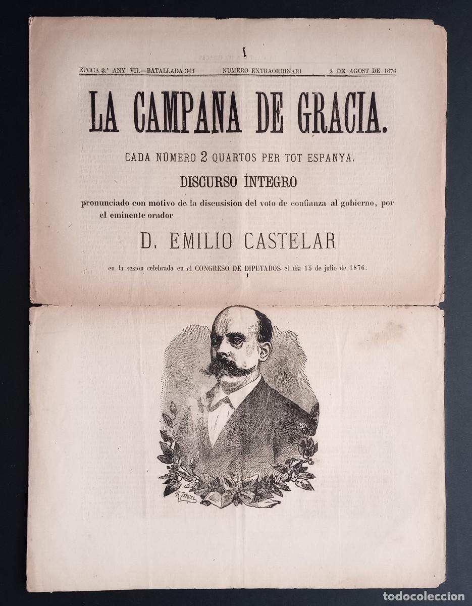 Coleccionismo de revistas y peri&oacute;dicos: LA CAMPANA DE GRACIA - &Eacute;POCA 3 ANY VII, BATALLADA 343 - 2 DE AGOST DE 1876