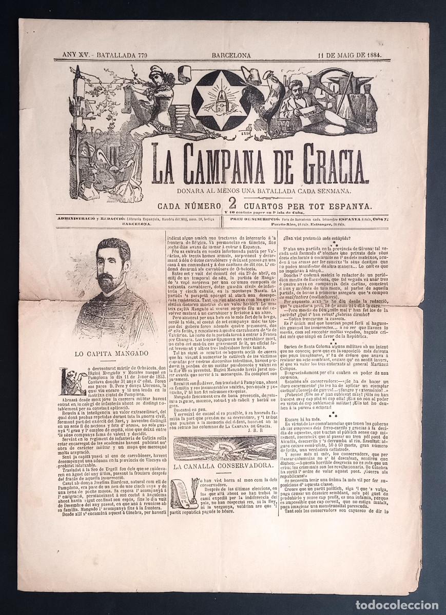 Collection Magazines and Newspapers: LA CAMPANA DE GRACIA - ANY XV, BATALLADA 779 - 11 DE MAIG DE 1884