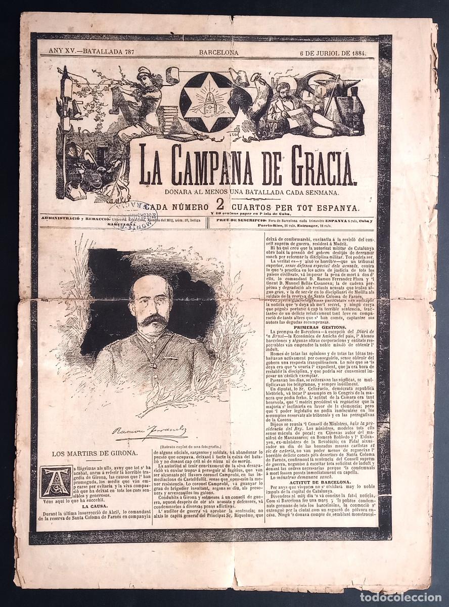 Collezionismo di Riviste e Giornali: LA CAMPANA DE GRACIA - ANY XV, BATALLADA 787 - 6 DE JURIOL DE 1884