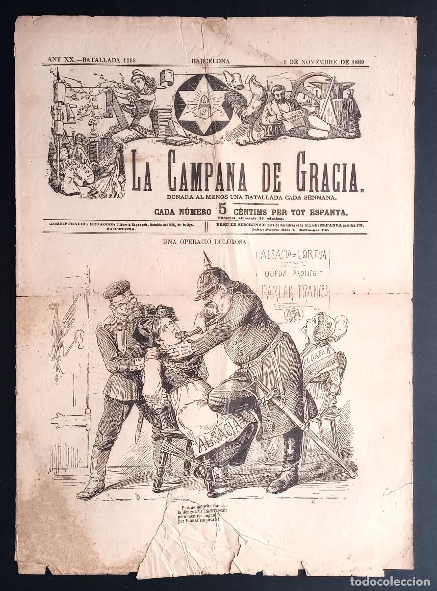 Colecionismo de Revistas e Jornais: LA CAMPANA DE GRACIA - ANY XX, BATALLADA 1068 - 9 DE NOVEMBRE DE 1889