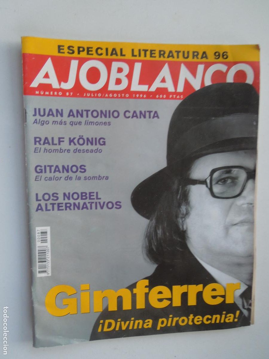 Coleccionismo de revistas y peri&oacute;dicos: AJO BLANCO - N&ordm; 87- 07/08-1996- ESPECIAL LITERATURA - GIMFERRER