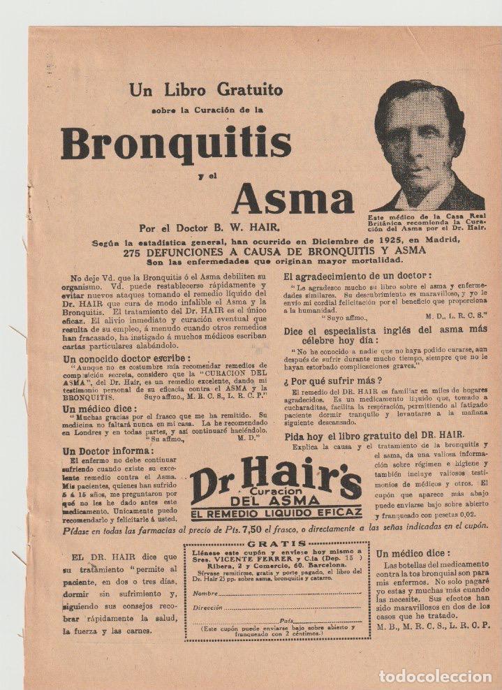 Collectionnisme de Revues et Journaux: Publicidad remedio contra el asma del Dr. Hair&rsquo;s -1927