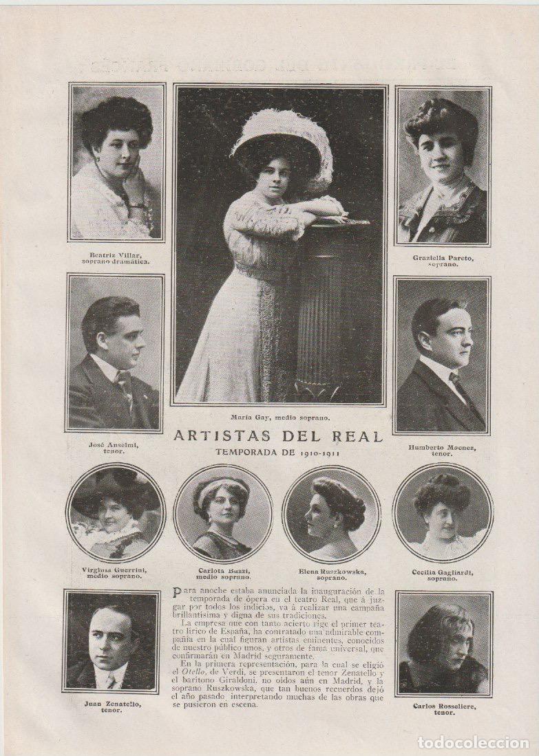 Coleccionismo de revistas y peri&oacute;dicos: * TEATRO * Artistas del Real: Beatriz Villar, Gaziella Pareto, Carlota Buzzi, Elena Ruszkowska- 1910