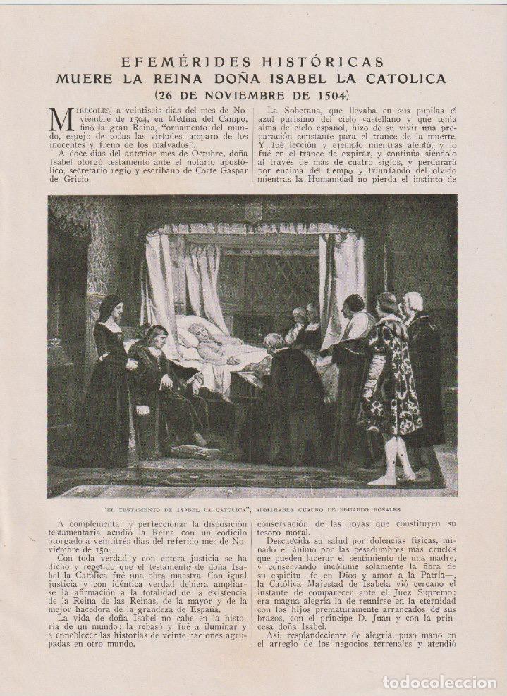 Coleccionismo de revistas y peri&oacute;dicos: Efem&eacute;rides hist&oacute;ricas: Muere la reina Do&ntilde;a Isabel la Cat&oacute;lica / M.R. Blanco Belmonte -1921