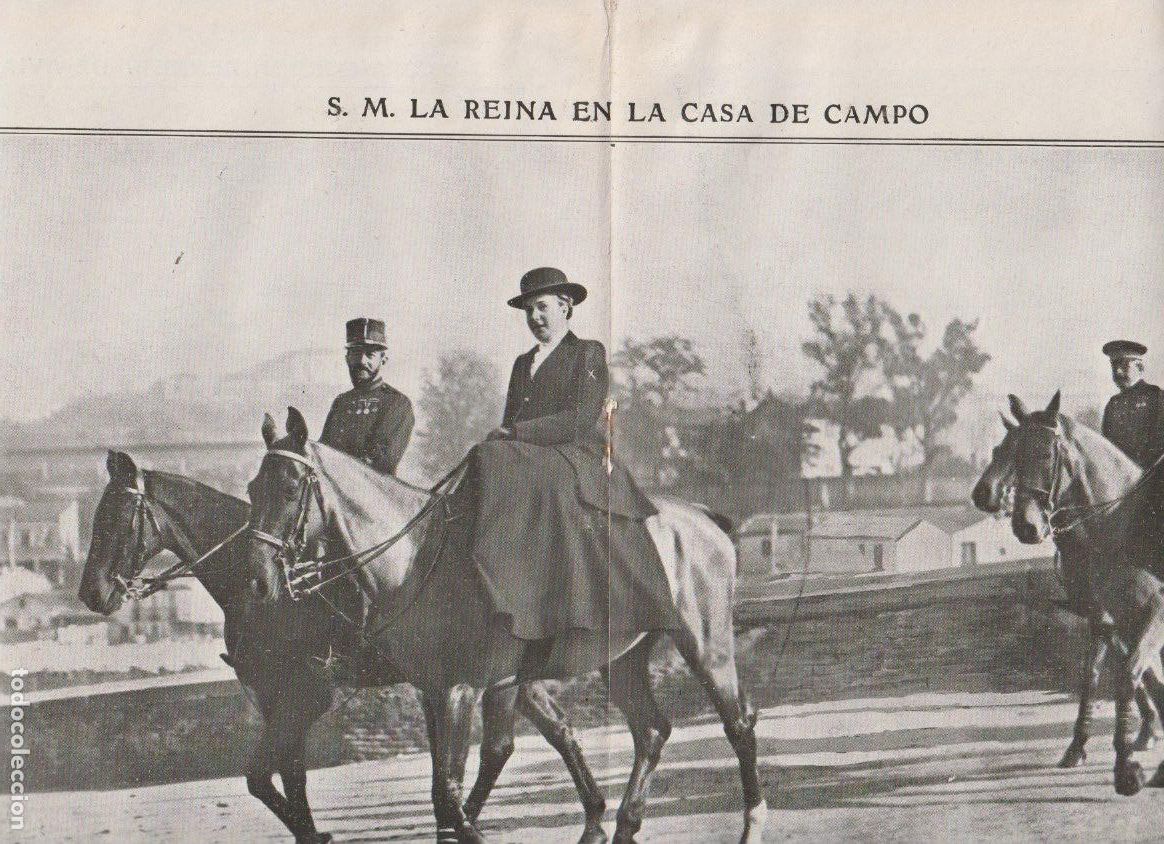 Coleccionismo de revistas y peri&oacute;dicos: La reina Victoria Eugenia a caballo con el picador Mayor Sr. Corona -1910