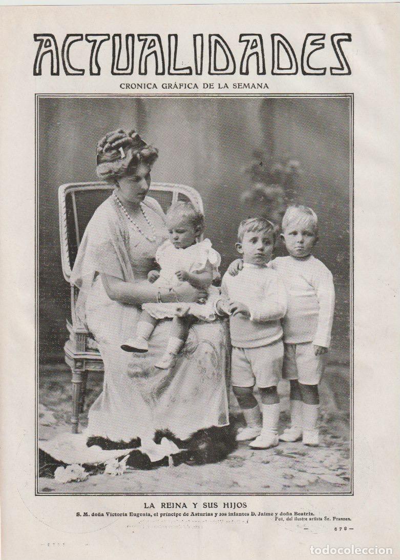 Coleccionismo de revistas y peri&oacute;dicos: La reina Victoria Eugenia y sus hijos: principe de Asturias, infante Jaime e infanta Beatriz -1910
