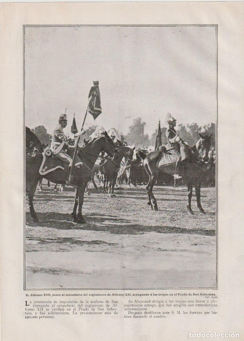 Coleccionismo de revistas y peri&oacute;dicos: * PRADO DE SAN SEBASTI&Aacute;N * El rey Alfonso XIII con el Regimiento Alfonso XII -1910