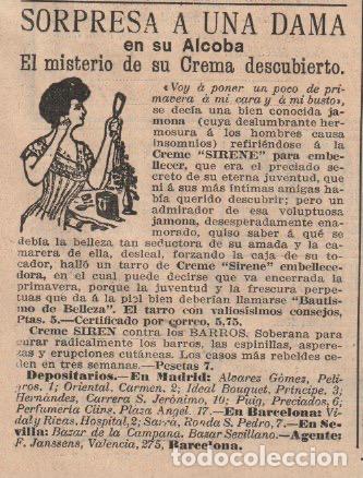 Coleccionismo de revistas y peri&oacute;dicos: Publicidad cosm&eacute;tica: creme SIRENE - 1910