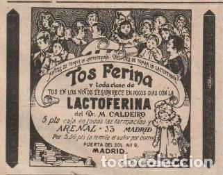 Coleccionismo de revistas y peri&oacute;dicos: Publicidad farmacia: LACTOFERINA del Dr. Caldeiro - 1910