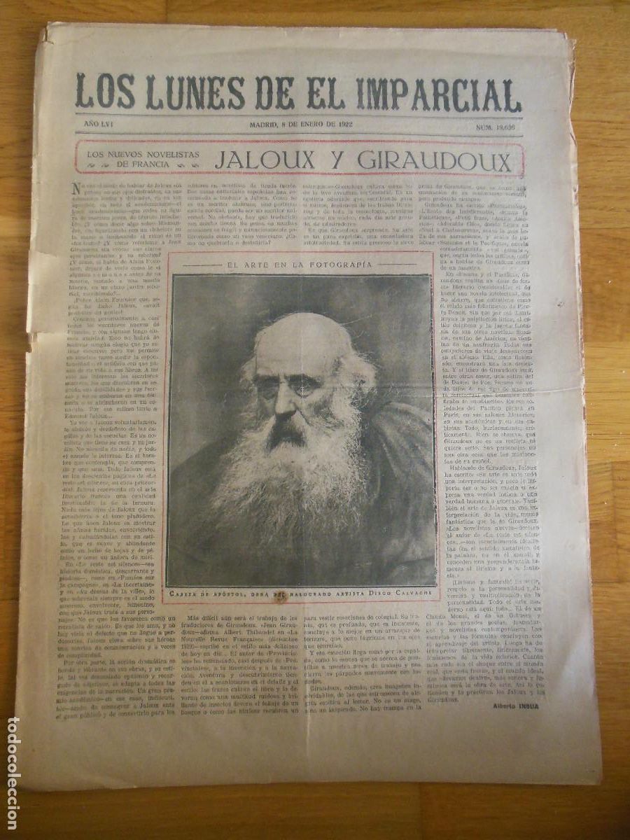 Collection Magazines and Newspapers: 1922 PERI&Oacute;DICO LOS LUNES DE EL IMPARCIAL MADRID JOLOUX Y GIRAUDOUX INSUA EMILIO DE MADARIAGA BELDA