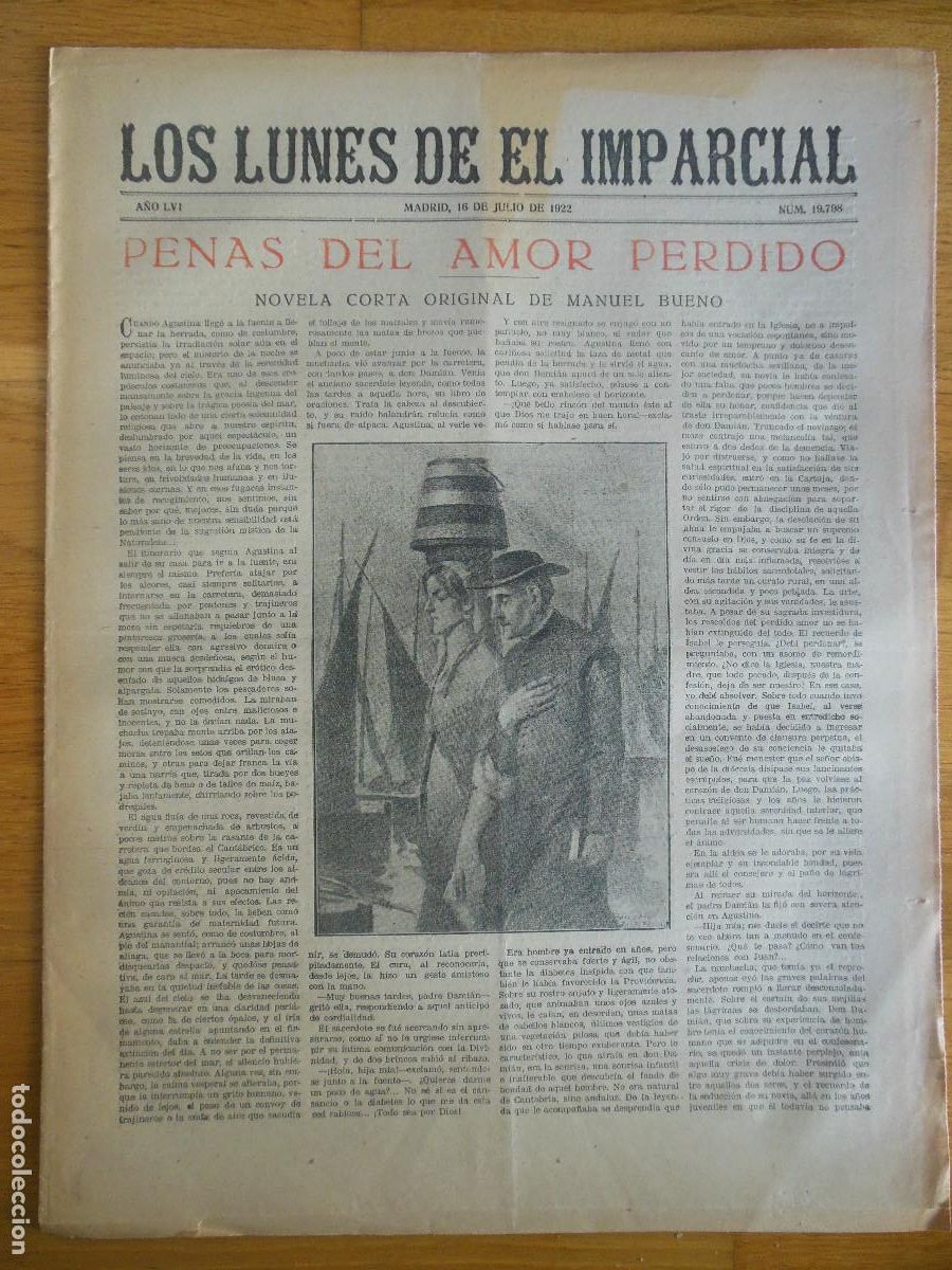 Collection Magazines and Newspapers: 1922 PERI&Oacute;DICO LOS LUNES DE EL IMPARCIAL MADRID MANUEL BUENO BARTOLOZZI MARRUECOS BENAVENTE AYALA