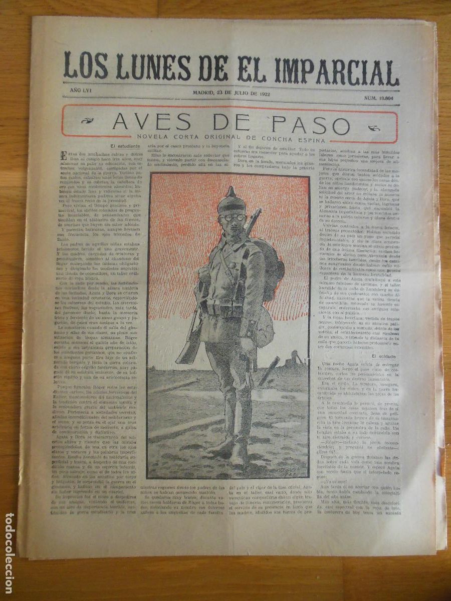 Collection Magazines and Newspapers: 1922 PERI&Oacute;DICO LOS LUNES DE EL IMPARCIAL MADRID - CONCHA ESPINA SAN BAUDELIO BARTOLOZZI RELOJ