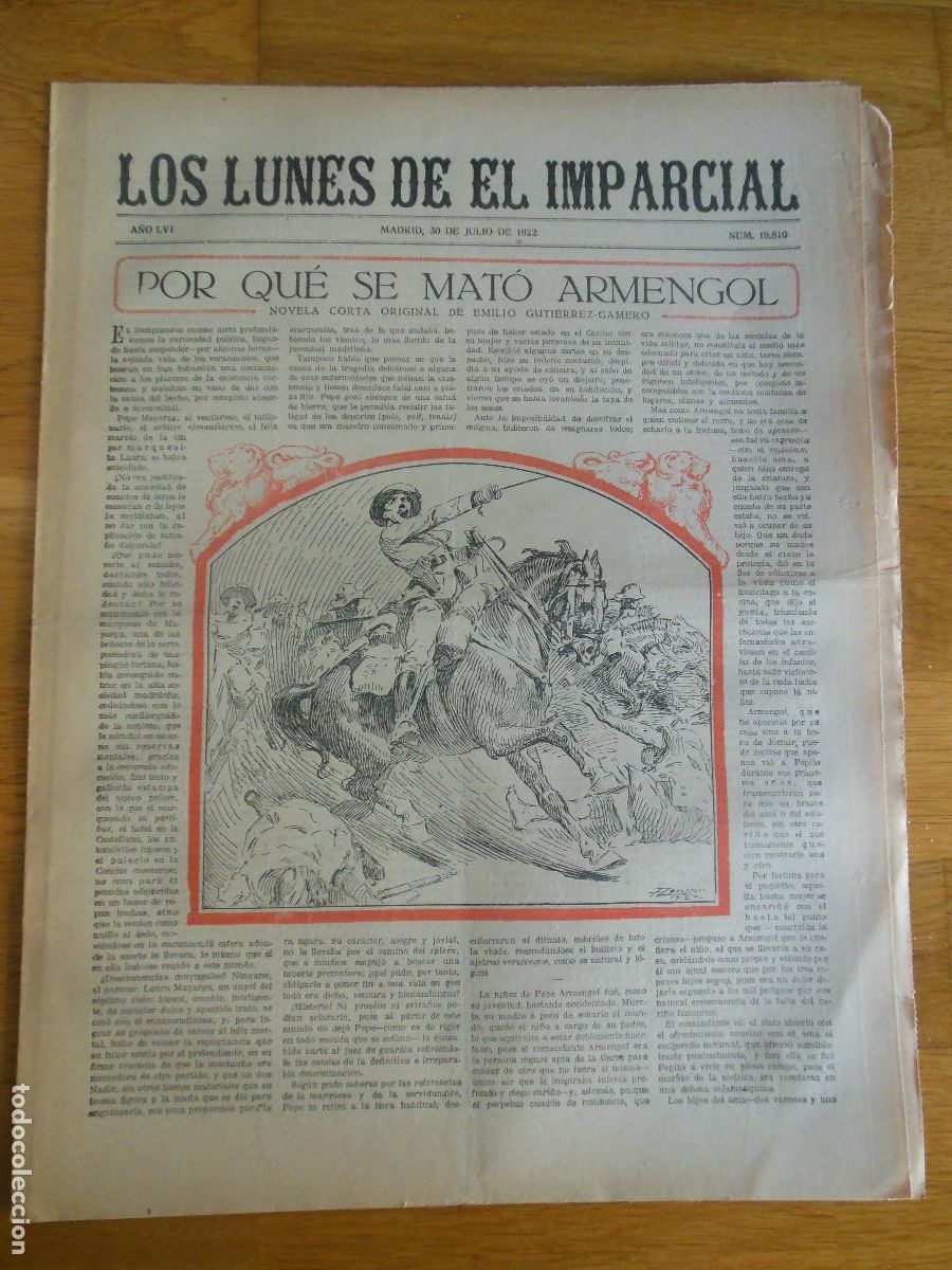 Collection Magazines and Newspapers: 1922 PERI&Oacute;DICO LOS LUNES DE EL IMPARCIAL MADRID - POR QUE SE MATO ARMENGOL GAMERO JUAN CRISTOBAL
