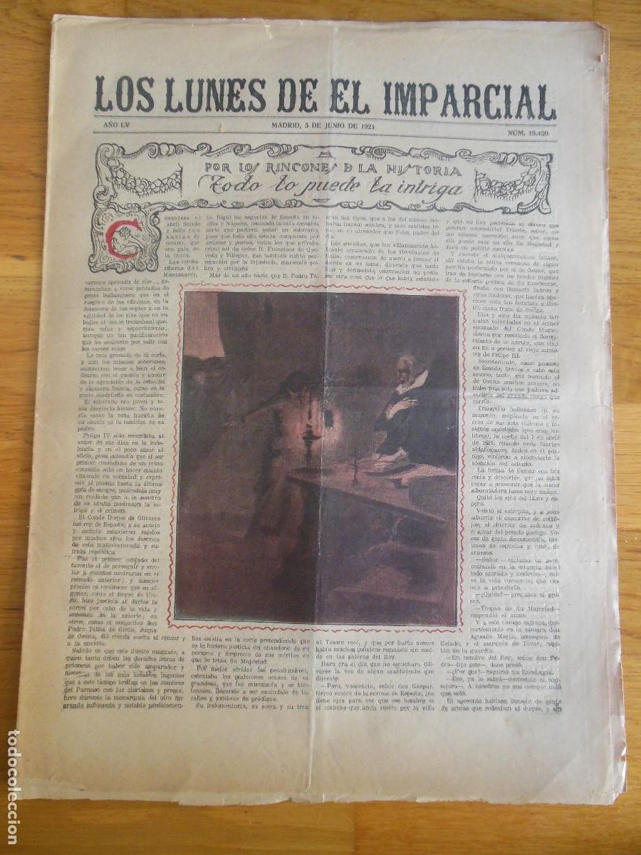 Coleccionismo de revistas y peri&oacute;dicos: 1921 PERI&Oacute;DICO LOS LUNES DE EL IMPARCIAL MADRID - MATEO INURRIA SEMANA SANTA SEVILLA VILLAESPESA