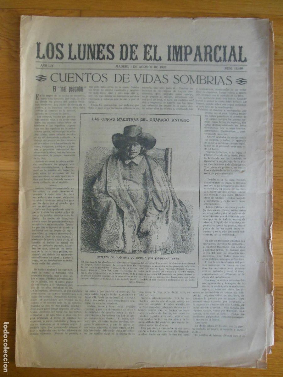 Collectionnisme de Revues et Journaux: 1920 PERI&Oacute;DICO LOS LUNES DE EL IMPARCIAL MADRID - REMBRANDT GODOY JOAQUIN MURAT BELDA VALENCIA