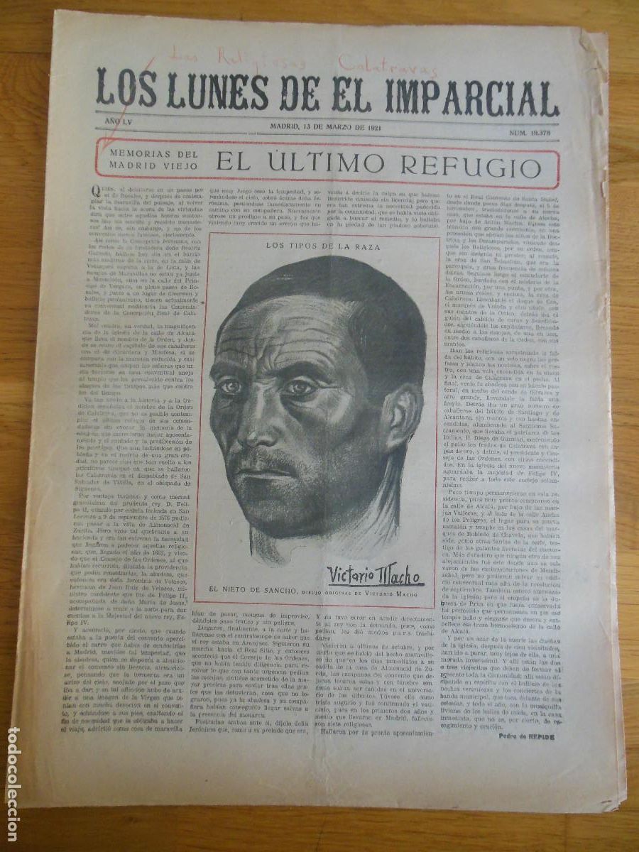 Collezionismo di Riviste e Giornali: 1921 PERI&Oacute;DICO LOS LUNES DE EL IMPARCIAL MADRID -VICTORIO MACHO MADRID PEDRO REPIDE MAX LIEBERMANN