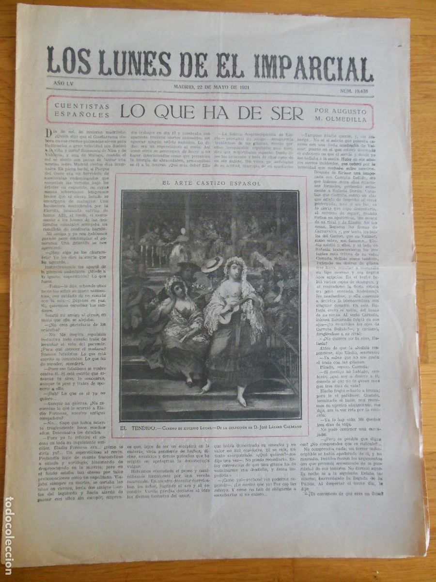 Collezionismo di Riviste e Giornali: 1921 PERI&Oacute;DICO LOS LUNES DE EL IMPARCIAL MADRID - OLMEDILLA EL TENDIDO TOROS LE&Oacute;N BAKST NELKEN