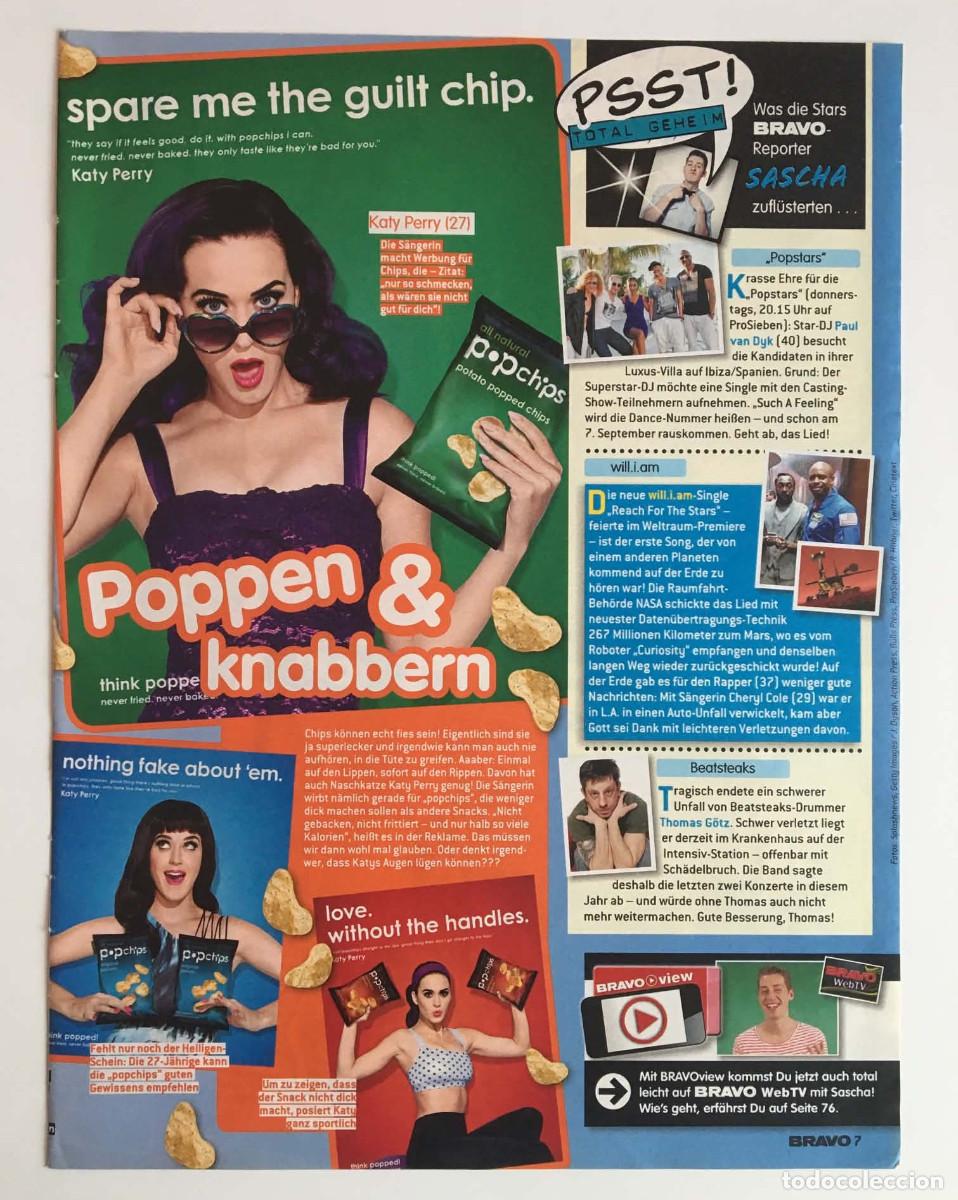 Collectionnisme de Revues et Journaux: Katy Perry Popchips Campaign Ad Feature Article Clipping A4 - Bravo Magazine Germany 2012