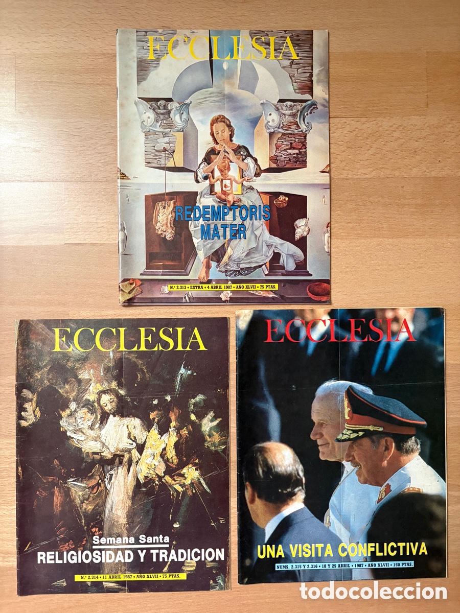 Collectionnisme de Revues et Journaux: (L919) Lote 3 Revistas &rdquo;Ecclesia&rdquo; (Abril 1987) &ndash; Juan Pablo II en Chile, Enc&iacute;clica Redemptoris Mater