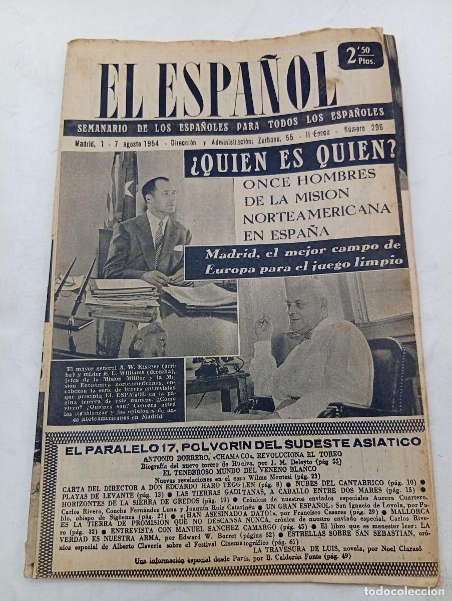Coleccionismo de revistas y peri&oacute;dicos: EL ESPA&Ntilde;OL. SEMANARIO DE LOS ESPA&Ntilde;OLES. N&ordm; 296. A&Ntilde;O 1954. &iquest; QUIEN ES QUIEN?. ONCE HOMBRES DE.. LEER.
