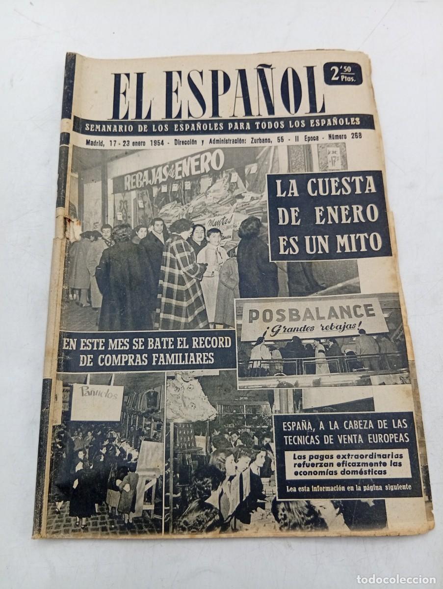 Coleccionismo de revistas y peri&oacute;dicos: EL ESPA&Ntilde;OL. SEMANARIO DE LOS ESPA&Ntilde;OLES. N&ordm; 268. A&Ntilde;O 1954. LA CUESTA DE ENERO ES UN MITO. LA... LEER.