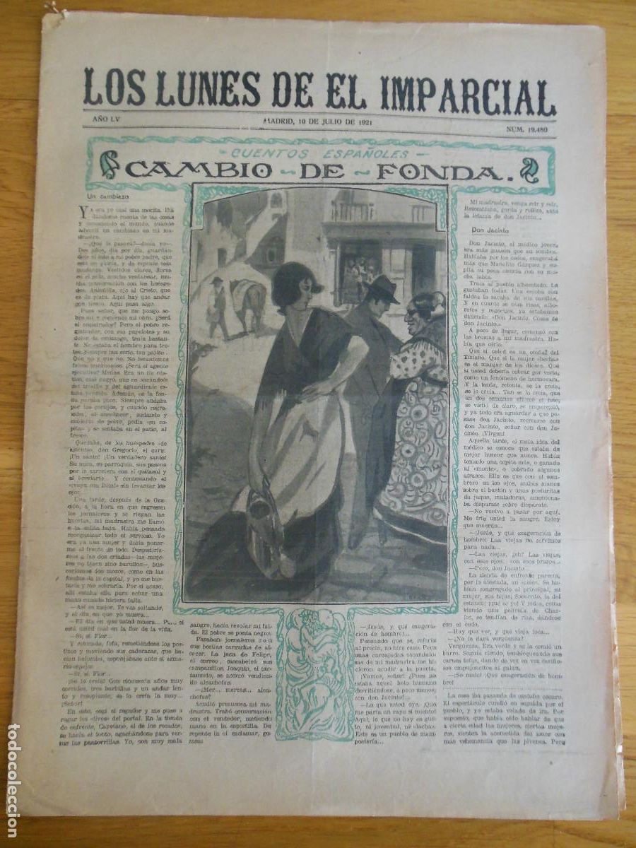 Collezionismo di Riviste e Giornali: 1921 PERI&Oacute;DICO LOS LUNES DE EL IMPARCIAL MADRID - FONDA CRIST&Oacute;BAL DE CASTRO LUGO BARTOLOZZI