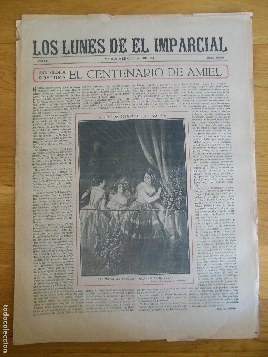 Collezionismo di Riviste e Giornali: 1921 PERI&Oacute;DICO LOS LUNES DE EL IMPARCIAL MADRID - INSUA FEIRA DA LADRA MARGARITA XIRGU EUGENIO LUCAS