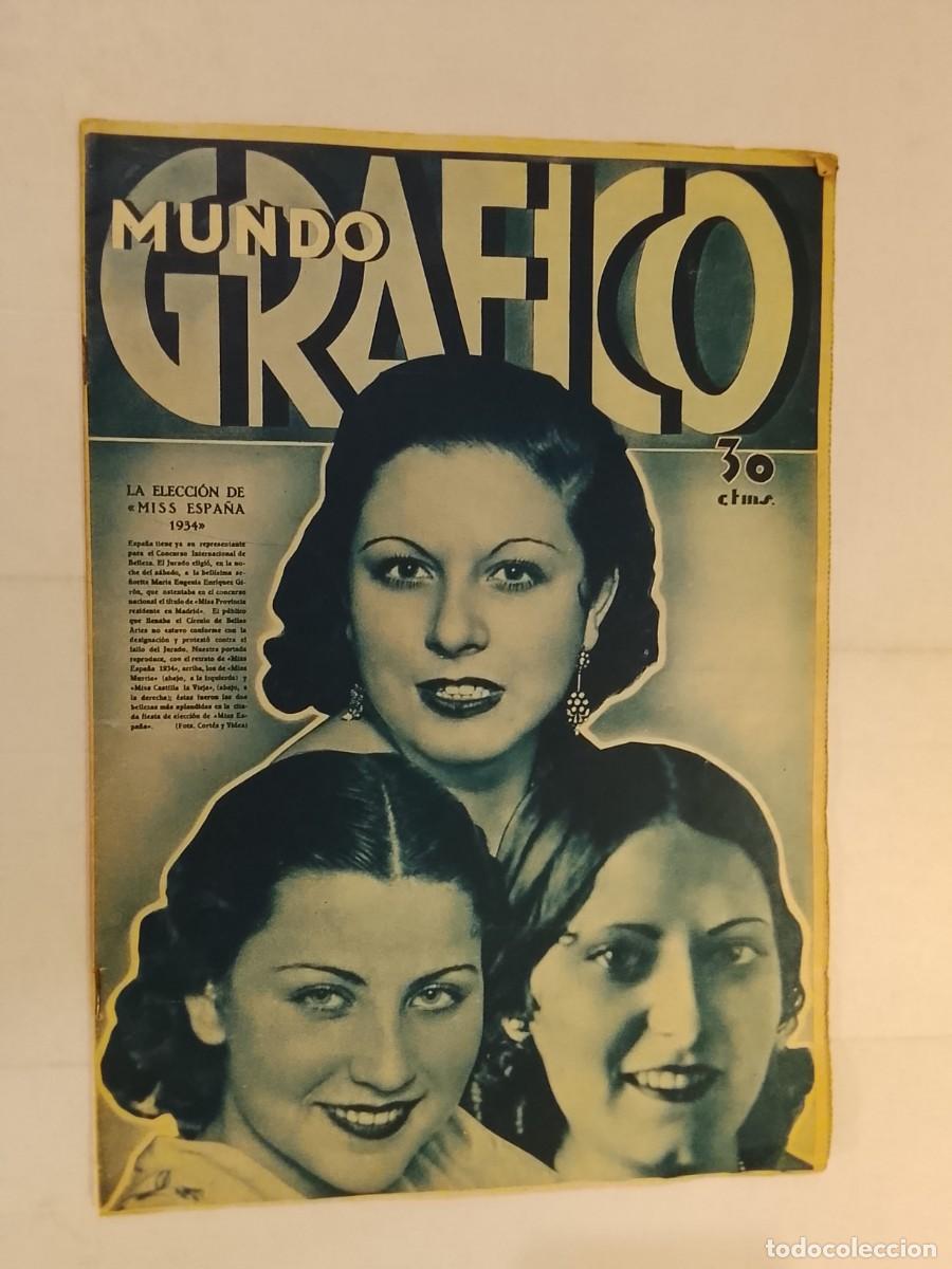 Coleccionismo de revistas y peri&oacute;dicos: MUNDO GRAFICO-A&Ntilde;O 1934-CATASTROFE MINAS-LOGRO&Ntilde;O-ALMONTE-COCHES BAYONA CAOS-MITIN IZQUIERDA LA CORU&Ntilde;A