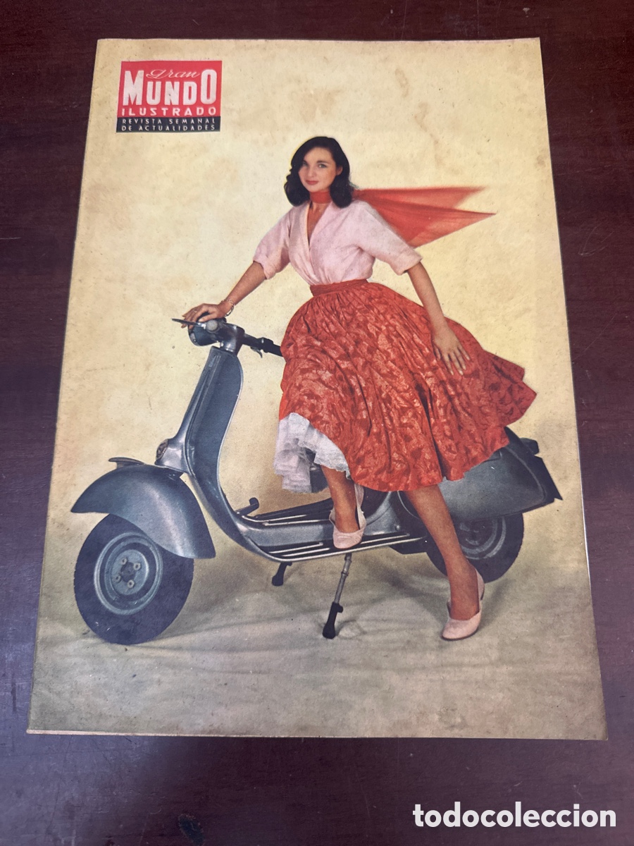 Coleccionismo de revistas y peri&oacute;dicos: REVISTA MUNDO ILUSTRADO N&deg; 216 JUNIO 1958 PORTADA LA CHICA DE LA VESPA