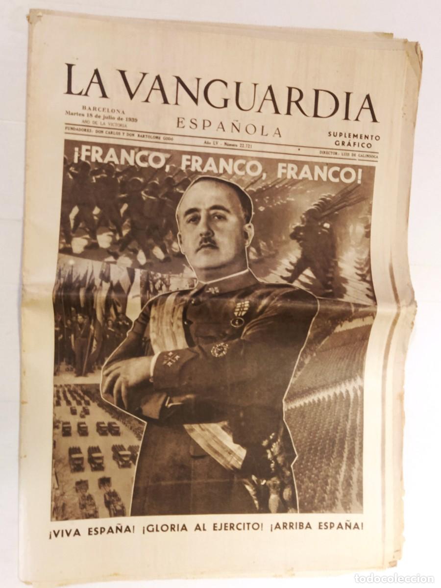 Coleccionismo de revistas y peri&oacute;dicos: LA VANGUARDIA ESPA&Ntilde;OLA - GUERRA CIVIL - A&Ntilde;O 1939 - NUMERO 22.721 - FRANCO - PERIODICO ANTIGUO