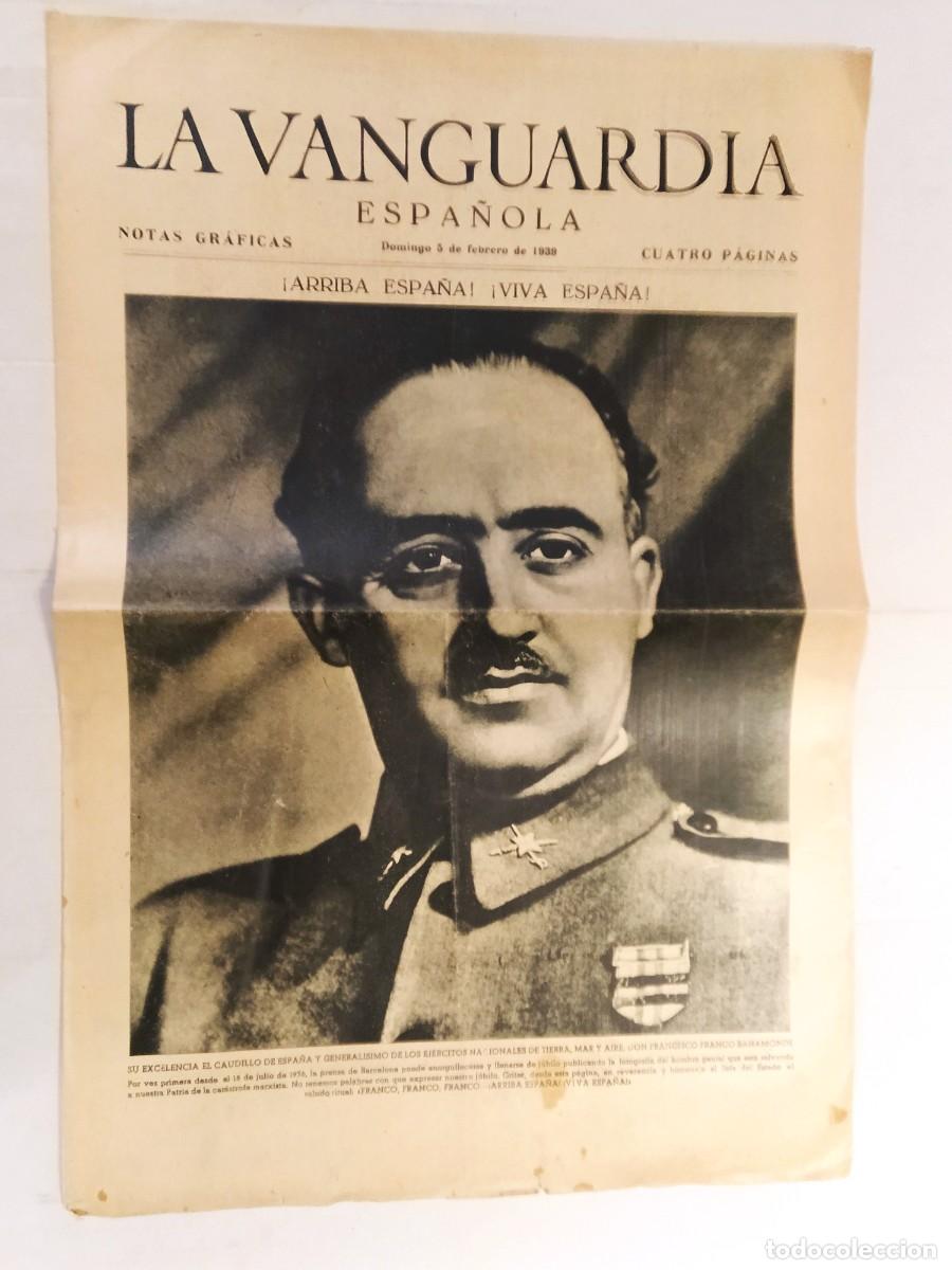 Coleccionismo de revistas y peri&oacute;dicos: LA VANGUARDIA ESPA&Ntilde;OLA - GUERRA CIVIL - 5 FEBRERO A&Ntilde;O 1939 - FRANCISCO FRANCO - ORIGINAL ANTIGUO