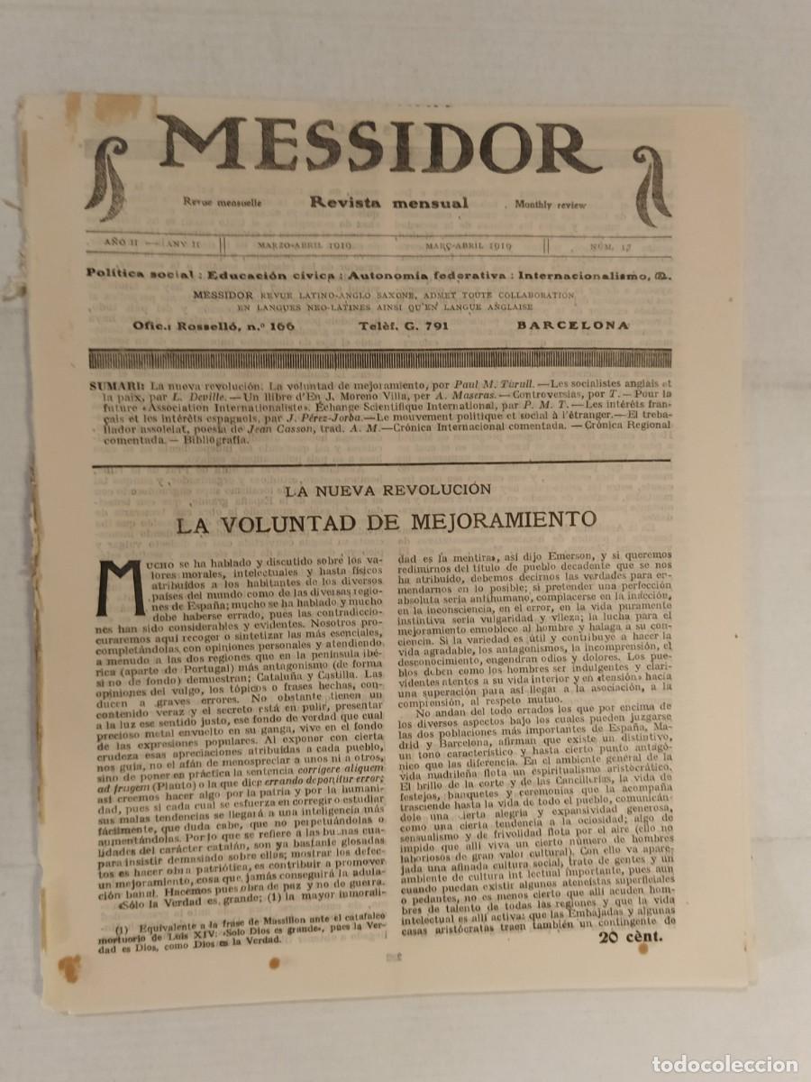 Collection Magazines and Newspapers: MESSIDOR - NUMERO 17 ANY 1919 - REGIONALISME SOLIDARITAT INTERNACIONAL IBERISME
