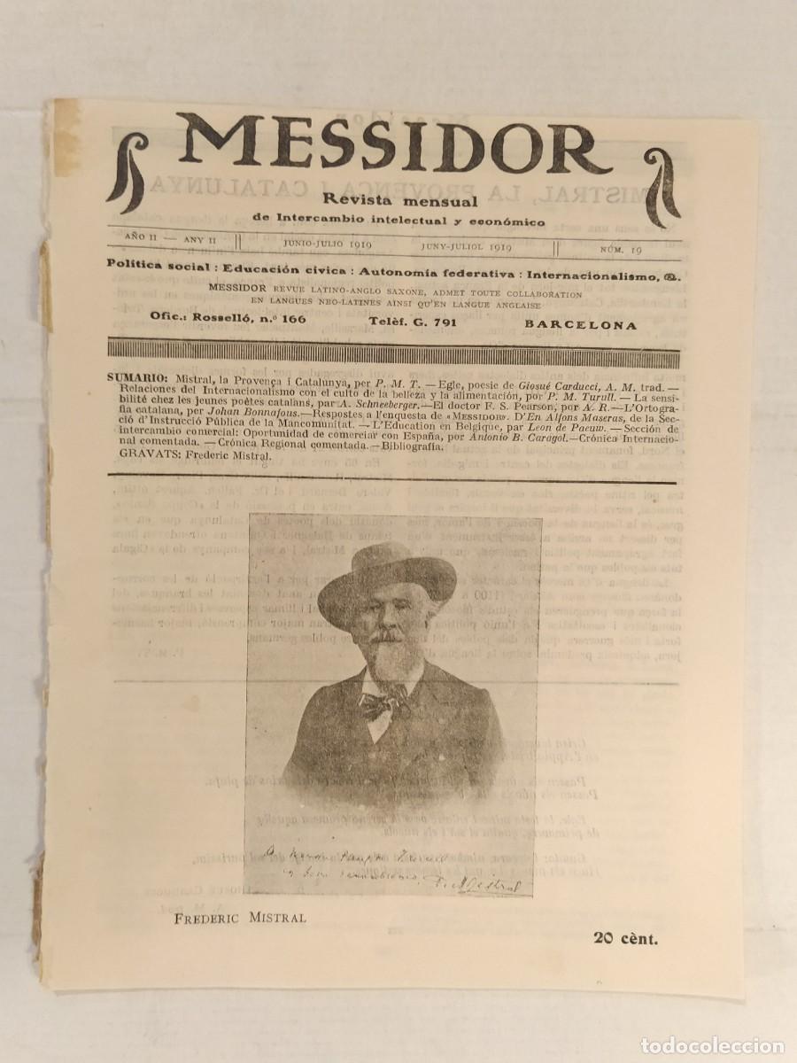 Coleccionismo de revistas y peri&oacute;dicos: MESSIDOR - NUMERO 19 ANY 1919 - FREDERIC MISTRAL - REGIONALISME SOLIDARITAT INTERNACIONAL IBERISME