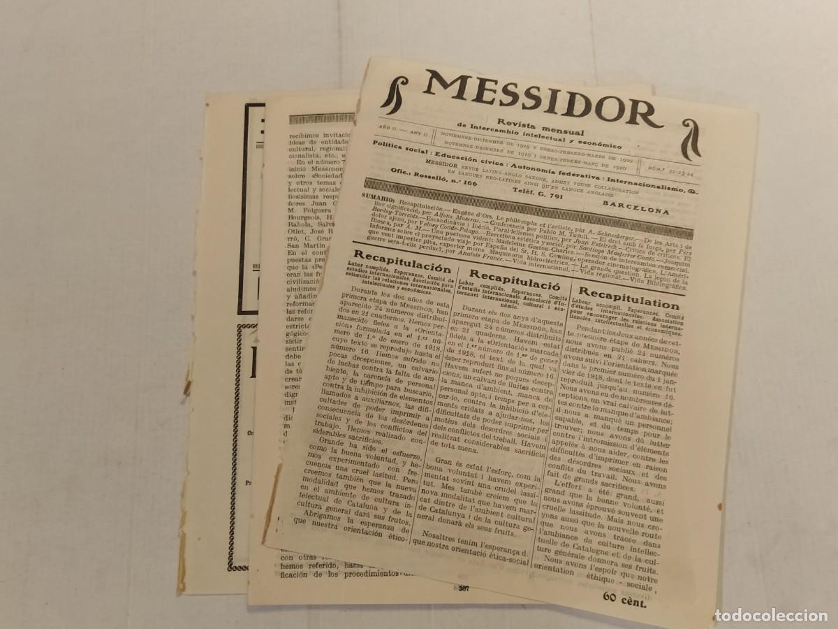 Coleccionismo de revistas y peri&oacute;dicos: MESSIDOR - NUMERO 22 23 24 ANY 1919 - JOAQUIM BIOSCA -REVISTA DE INTERCAMBIO INTELECTUAL Y ECONOMICO