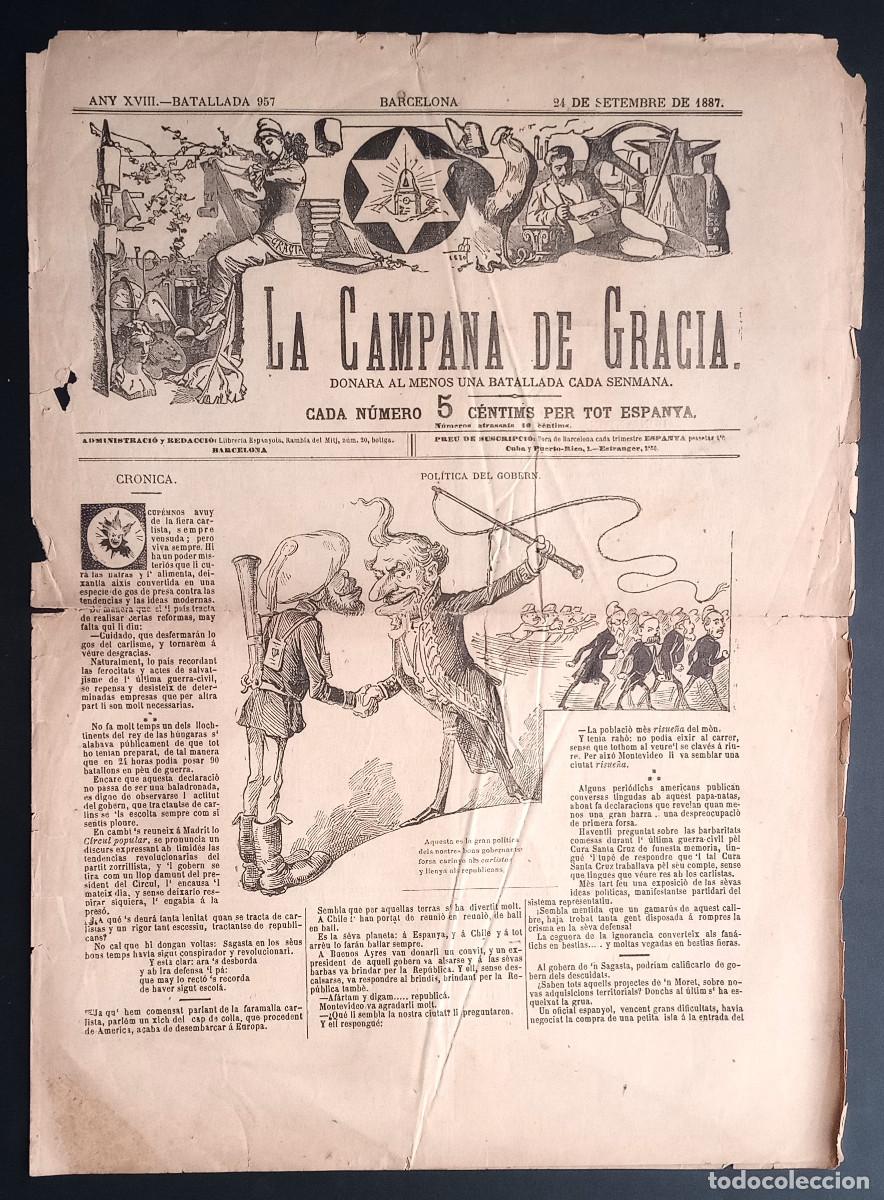 Collezionismo di Riviste e Giornali: LA CAMPANA DE GRACIA - ANY XVIII, BATALLADA 957 - 24 DE SETEMBRE DE 1887
