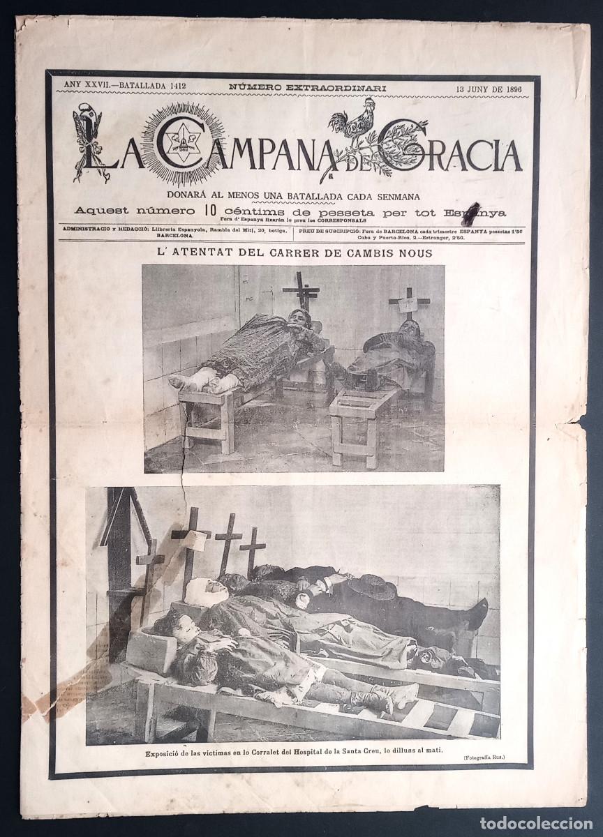 Colecionismo de Revistas e Jornais: LA CAMPANA DE GRACIA - ANY XXVII, BATALLADA 1412 - 13 DE JUNY DE 1896 - N&Uacute;MERO EXTRAORDINARI