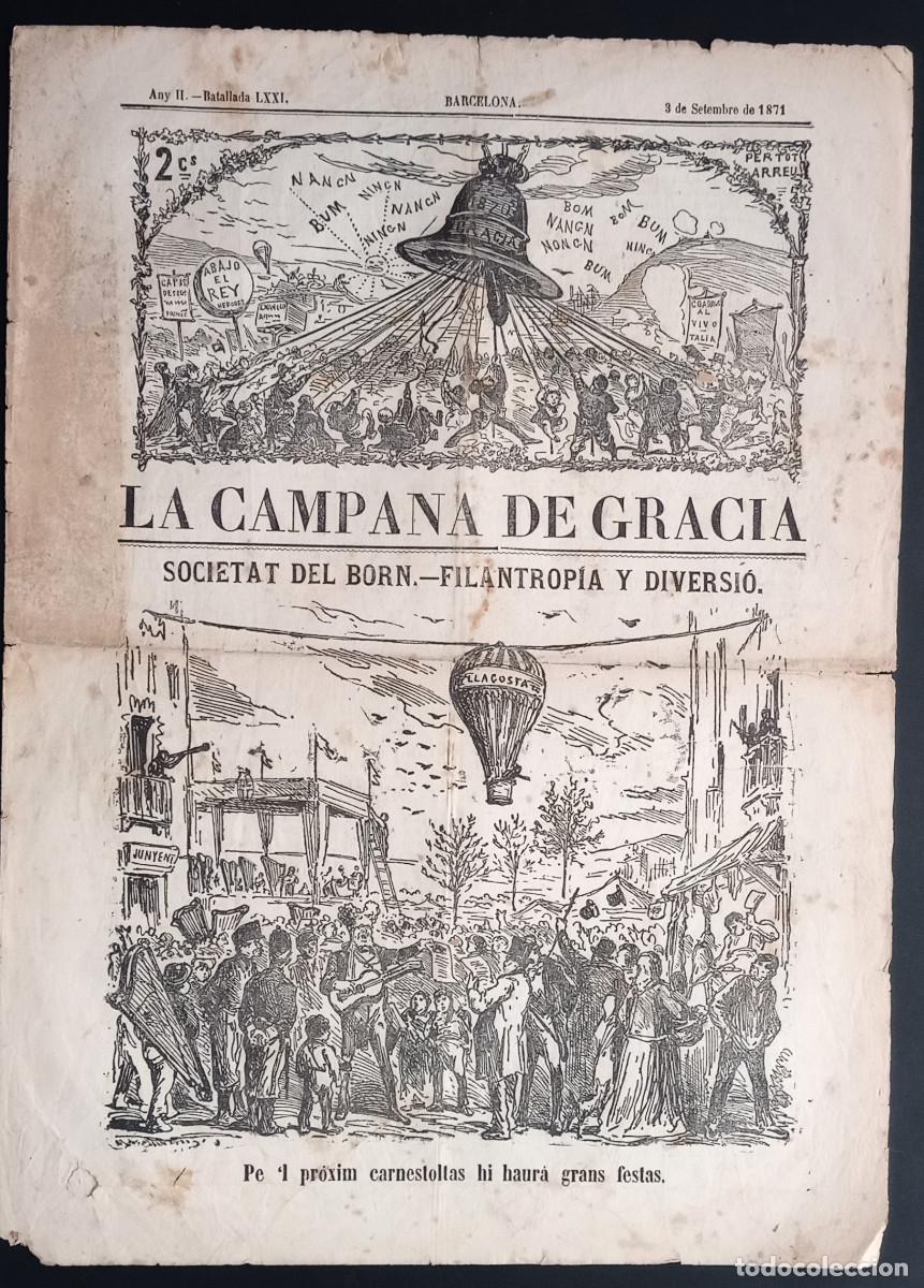 Colecionismo de Revistas e Jornais: LA CAMPANA DE GRACIA - ANY II, BATALLADA LXXI - 3 DE SETEMBRE DE 1871