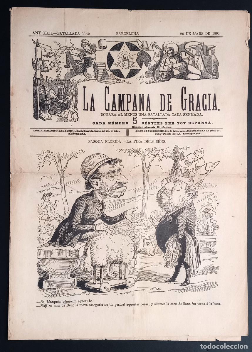 Coleccionismo de revistas y peri&oacute;dicos: LA CAMPANA DE GRACIA - ANY XXII, BATALLADA 1140 - 28 DE MARS DE 1891