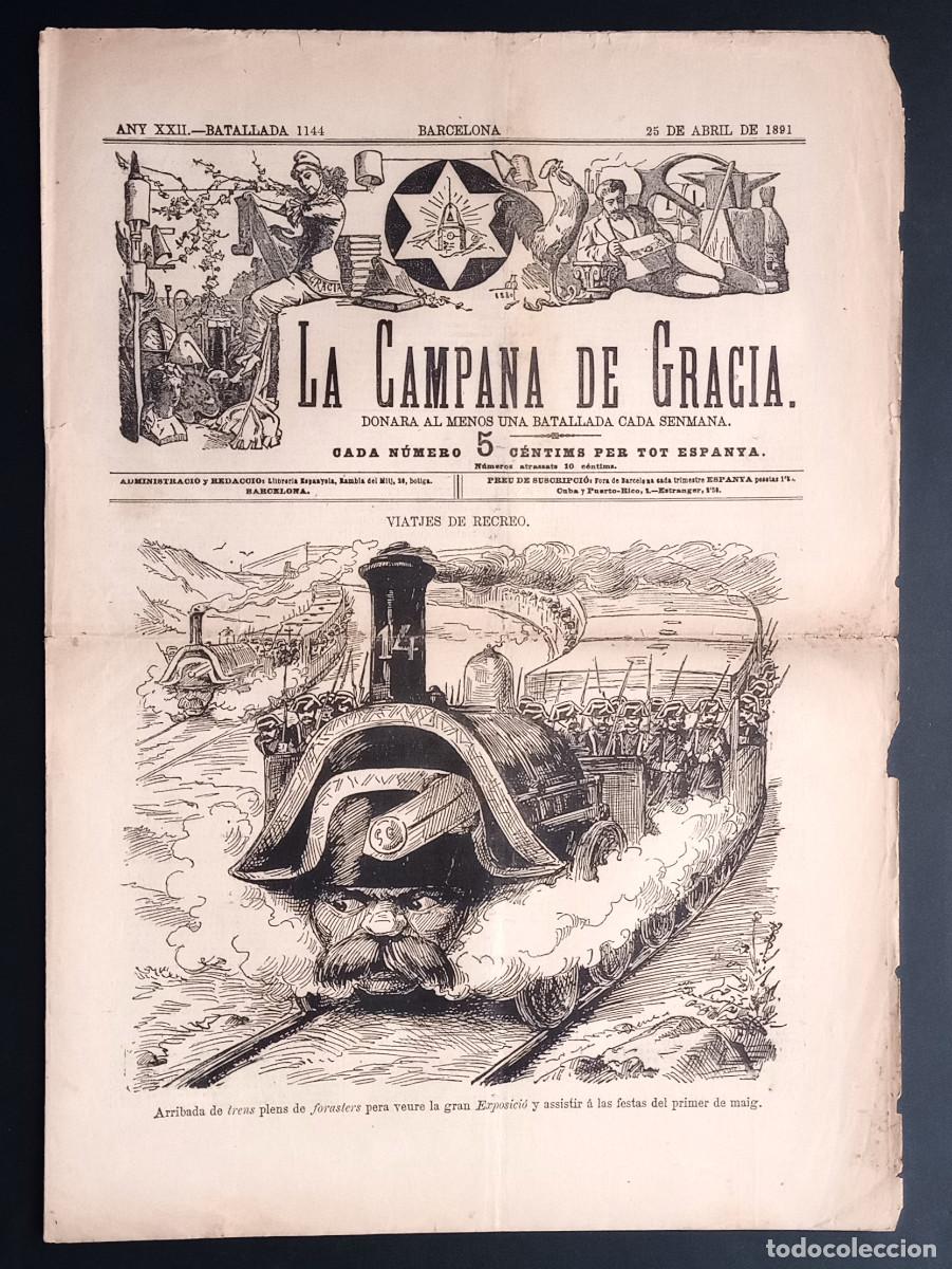 Coleccionismo de revistas y peri&oacute;dicos: LA CAMPANA DE GRACIA - ANY XXII, BATALLADA 1144 - 25 DE ABRIL DE 1891