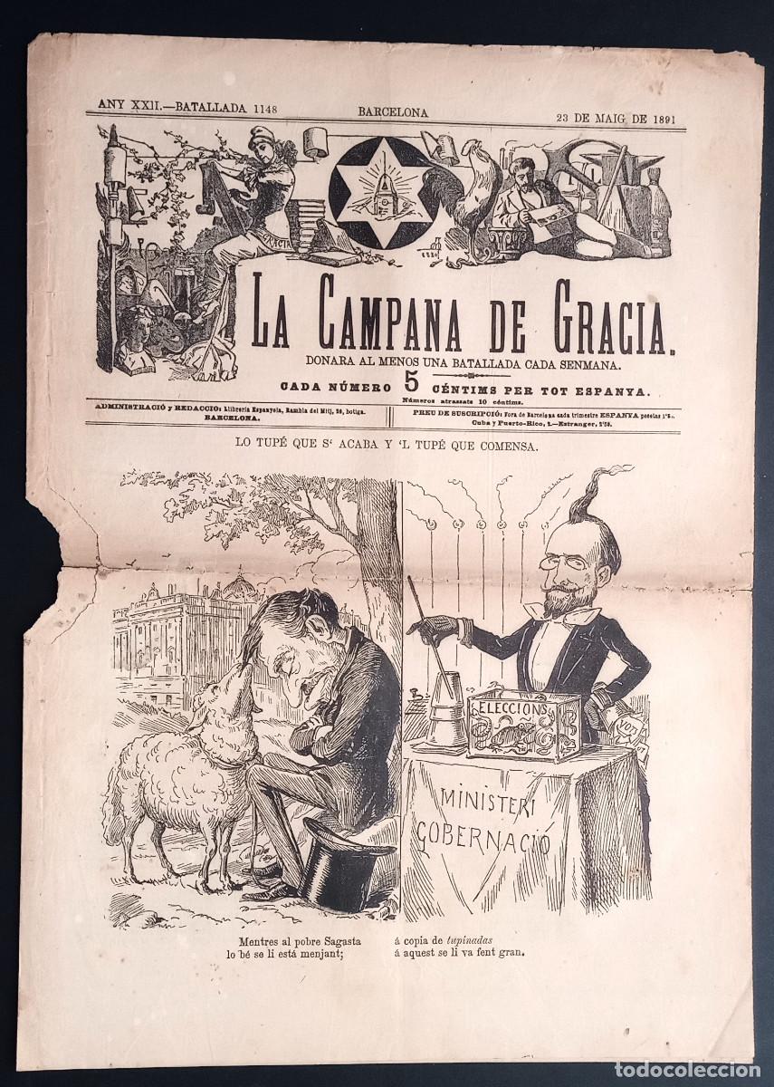 Coleccionismo de revistas y peri&oacute;dicos: LA CAMPANA DE GRACIA - ANY XXII, BATALLADA 1148 - 23 DE MAIG DE 1891