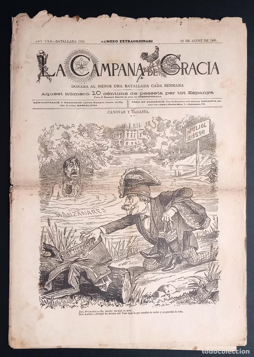 Colecionismo de Revistas e Jornais: LA CAMPANA DE GRACIA - ANY XXII, BATALLADA 1161 - 22 DE AGOST DE 1891 - N&Uacute;MERO EXTRAORDINARI