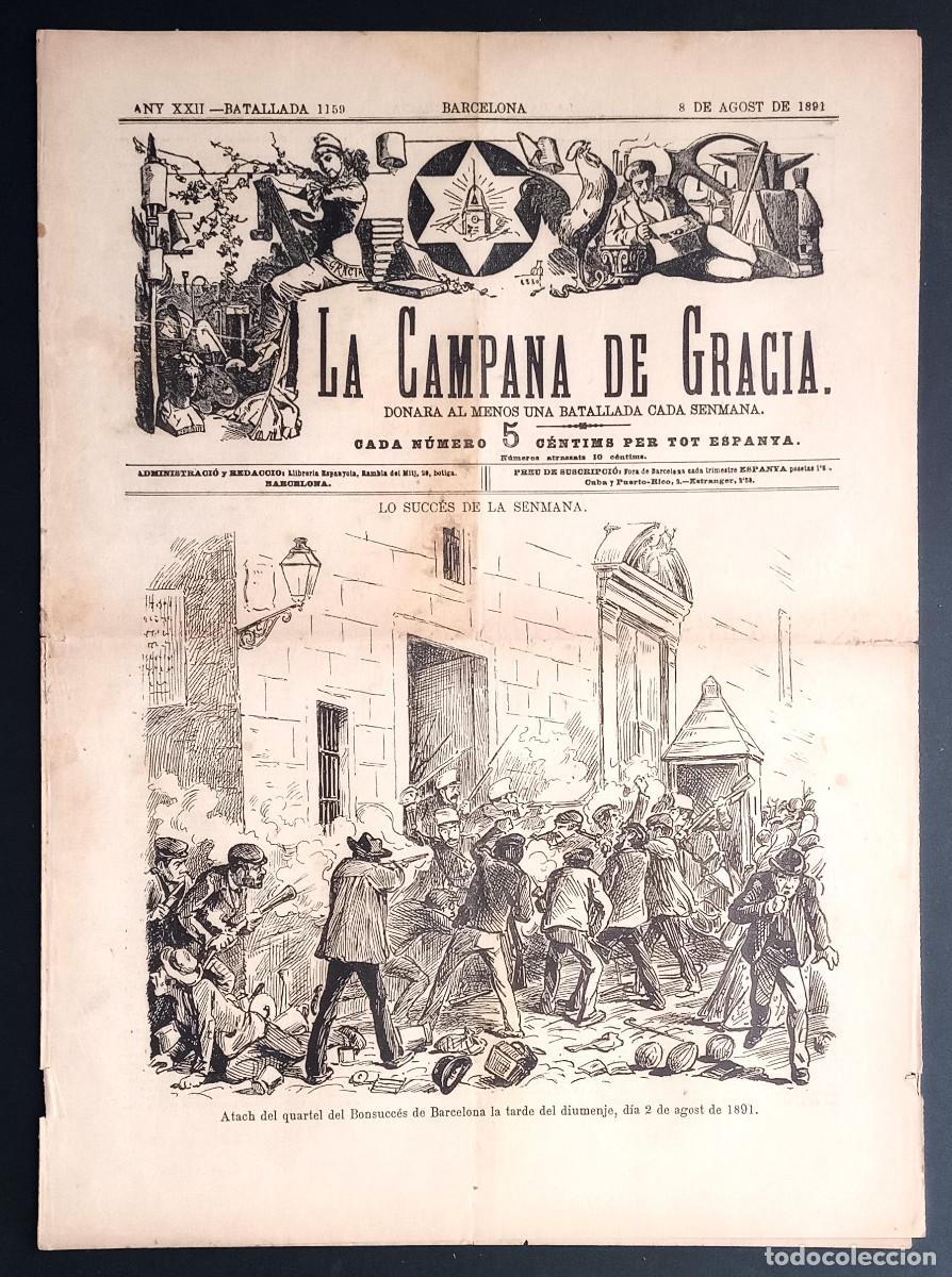 Coleccionismo de revistas y peri&oacute;dicos: LA CAMPANA DE GRACIA - ANY XXII, BATALLADA 1159 - 8 DE AGOST DE 1891