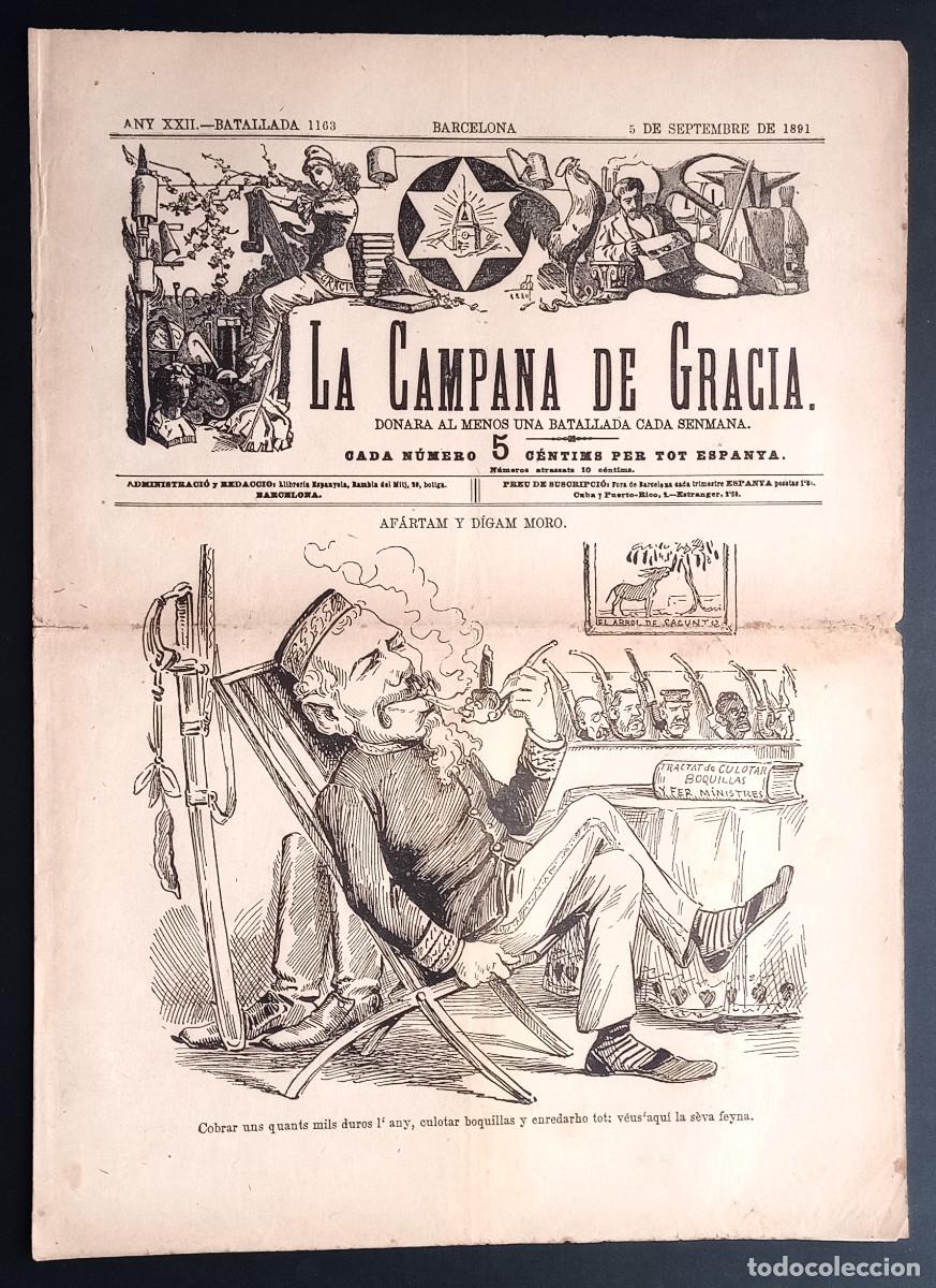 Coleccionismo de revistas y peri&oacute;dicos: LA CAMPANA DE GRACIA - ANY XXII, BATALLADA 1163 - 5 DE SETEMBRE DE 1891