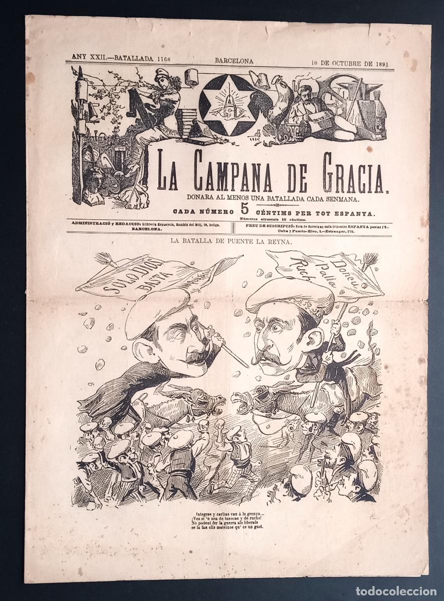 Coleccionismo de revistas y peri&oacute;dicos: LA CAMPANA DE GRACIA - ANY XXII, BATALLADA 1168 - 16 DE OCTUBRE DE 1891