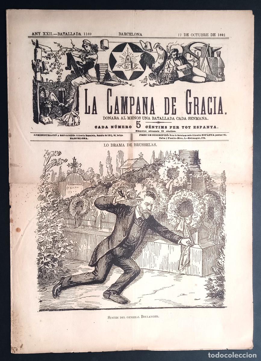 Coleccionismo de revistas y peri&oacute;dicos: LA CAMPANA DE GRACIA - ANY XXII, BATALLADA 1169 - 17 DE OCTUBRE DE 1891